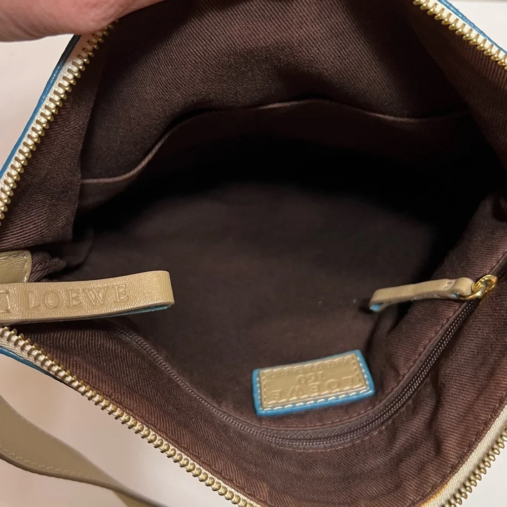 LOEWE RARE TAN AND TEAL 160TH ANNIVERSARY CANVAS CROSSBODY